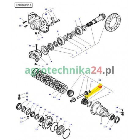 Kołek blokujący mechanizmu różnicowego ciągnika Massey Ferguson 3785455M1