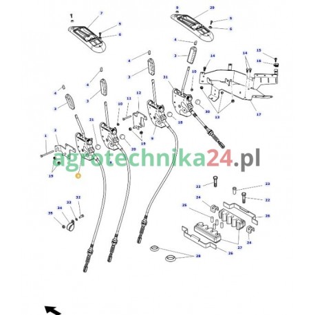 Linka sterująca układu hydraulicznego ciągnika Massey Ferguson 4378697M92