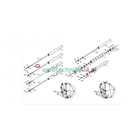Oś rolki napinającej prasy Unia 1,7 5595/751-19-202