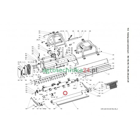 Wał wsporczy kosiarki Tehnos MU220 T12756