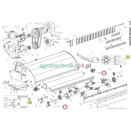 Wspornik łożyska wirnika 114 ,3 kpl Tehnos T03896 (nowy typ)