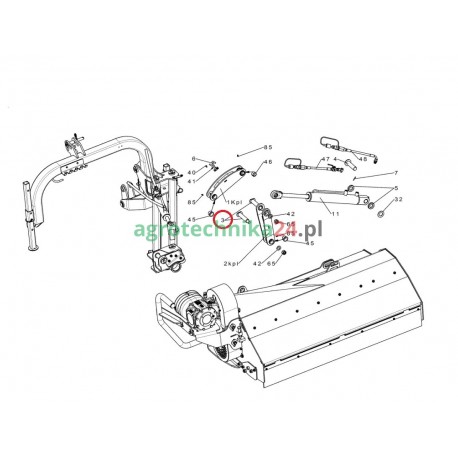 Sworzeń I spawany kosiarki Tehnos T00329