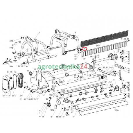 Oś osłony kosiarki Tehnos MU 300R T07239