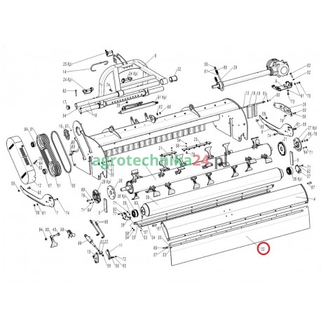 Osłona gumowa tylna  rozdrabniacza polowego Tehnos MP280R T04540