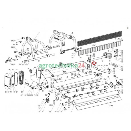 Śruba szpanująca kosiarki Tehnos MU 250-300R T02407