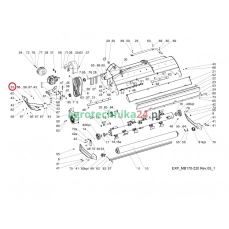 Pokrywa układu kosiarki Tehnos MB 170-220 T02288