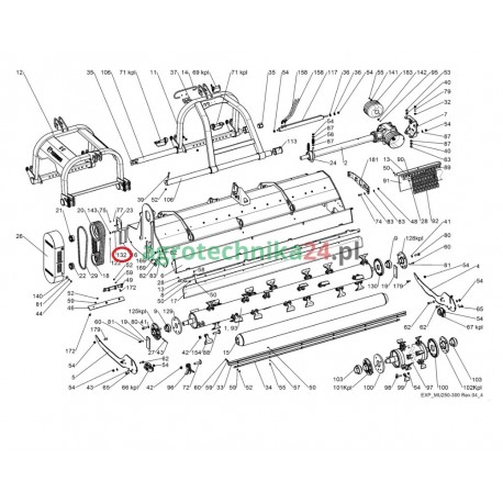 Oś osłony kosiarki Tehnos MU 300 T00929